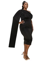 L I V D Plus Spade One Shoulder Cape Dress