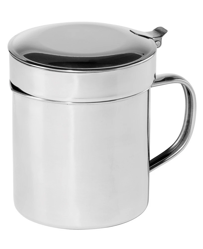 Oggi 1 Qt Stainless Steel Grease Container with Handle and Removable Strainer