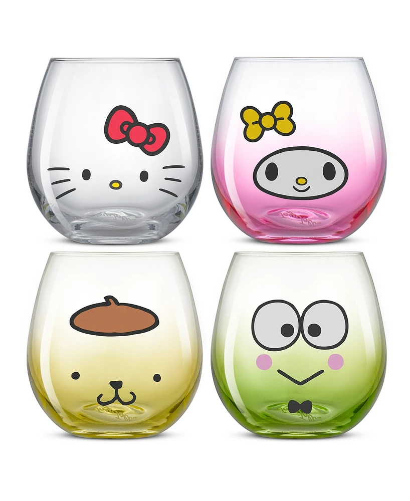 JoyJolt Hello Kitty and Friends Hello Sippy Stemless Drinking Glasses, Set of 4