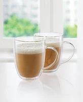 Oggi Set of 2, 12 oz Double Wall Glass Mug Set