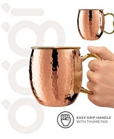 Oggi Set of 2, 18oz Hammered Stainless Steel Moscow Mule Mugs