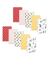 Hudson Baby Infant Girl Cotton Flannel Burp Cloths, Girl Farm, One Size