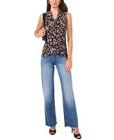 Vince Camuto Women's Floral Faux-Wrap Sleeveless Top