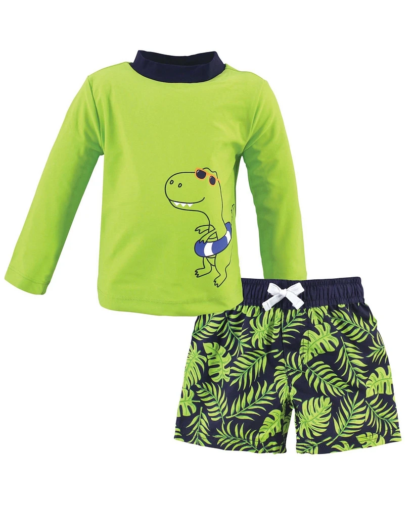 Hudson Baby Baby Boys Hudson Swim Rashguard Set, Swim Dinosaur, 18-24 Months