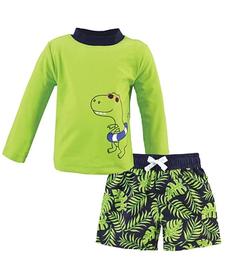 Hudson Baby Baby Boys Hudson Swim Rashguard Set, Swim Dinosaur, 18-24 Months