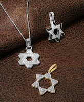 Men's Star of David Open 22" Pendant Necklace (1/2 ct. t.w.) in Sterling Silver