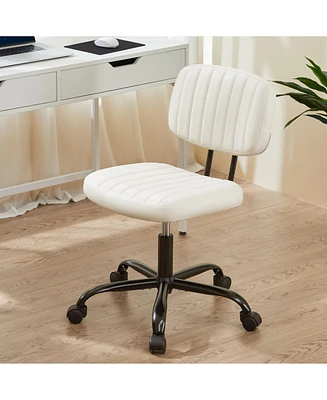 Simplie Fun Pu Leather Low Back Task Chair Small Home Office Chair with Wheels