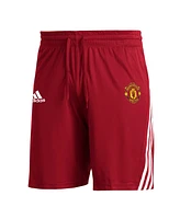 Adidas Men's Red Manchester United Club Crest Three-Stripe Aeroready Shorts