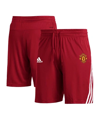 Adidas Men's Red Manchester United Club Crest Three-Stripe Aeroready Shorts