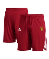 Adidas Men's Red Manchester United Club Crest Three-Stripe Aeroready Shorts