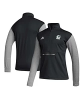 Adidas Men's Black Mexico National Team Crest Long Sleeve Half-Zip Top