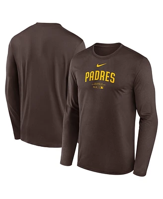 Nike Men's Brown San Diego Padres Authentic Collection Practice Performance Long Sleeve T-Shirt