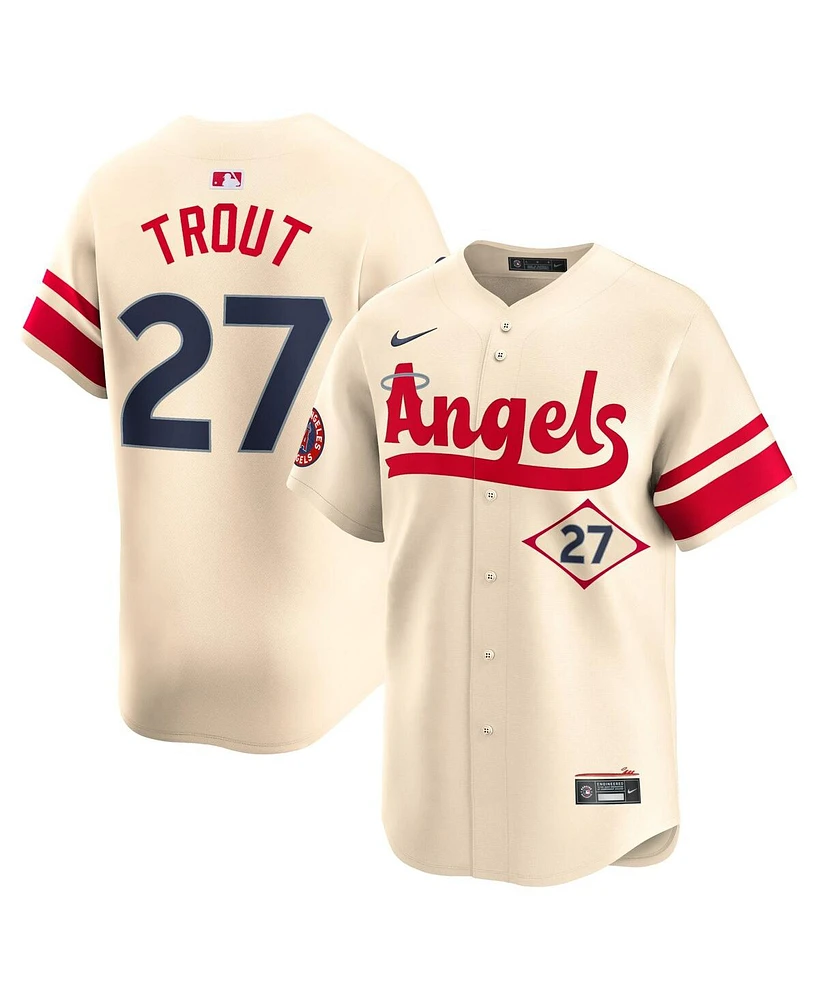 Nike Men's Mike Trout Cream Los Angeles Angels City Connect Limited Player Jersey