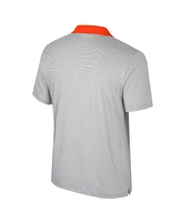 Colosseum Men's Gray Clemson Tigers Big Tall Tuck Striped Polo