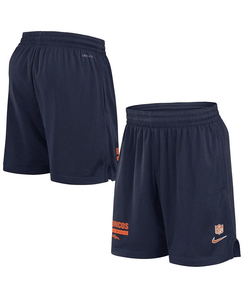 Nike Men's Navy Denver Broncos 2024 Sideline Performance Mesh Shorts