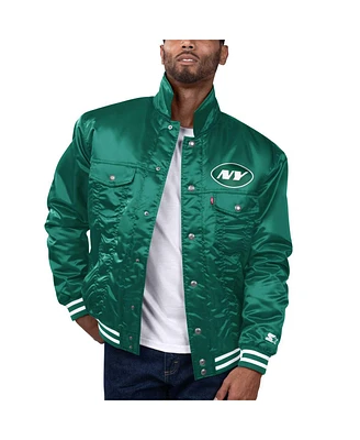 Levi's x Starter Men's Green New York Jets Silver Tab Trucker Full-Snap Jacket