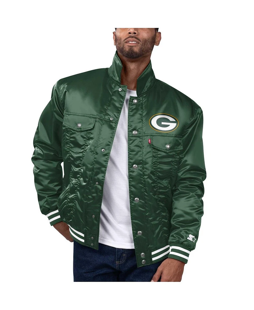 Levi's x Starter Men's Green Bay Packers Silver Tab Trucker Full-Snap Jacket