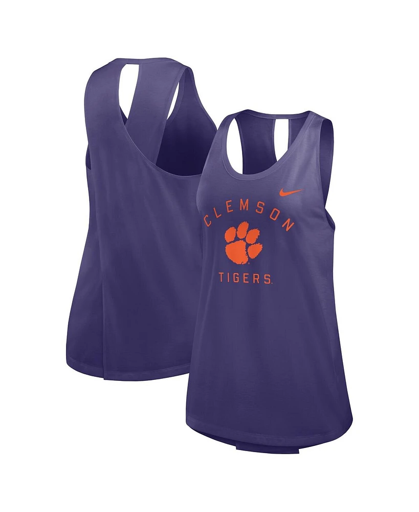 Nike Women's Purple Clemson Tigers Primetime Open Back Tank Top