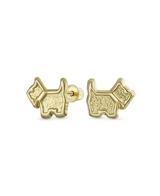 Bling Jewelry Tiny Mini Bff Animal Lover Pet Dog Breed Maltese Yorkie Schnauzer Terrier Stud Earrings Cartilage Ear Lobe For Women 10K Yellow Gold Scr