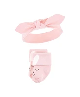 Hudson Baby Baby Girls Hudson Headband and Socks Set, Bunny, 0-9 Months