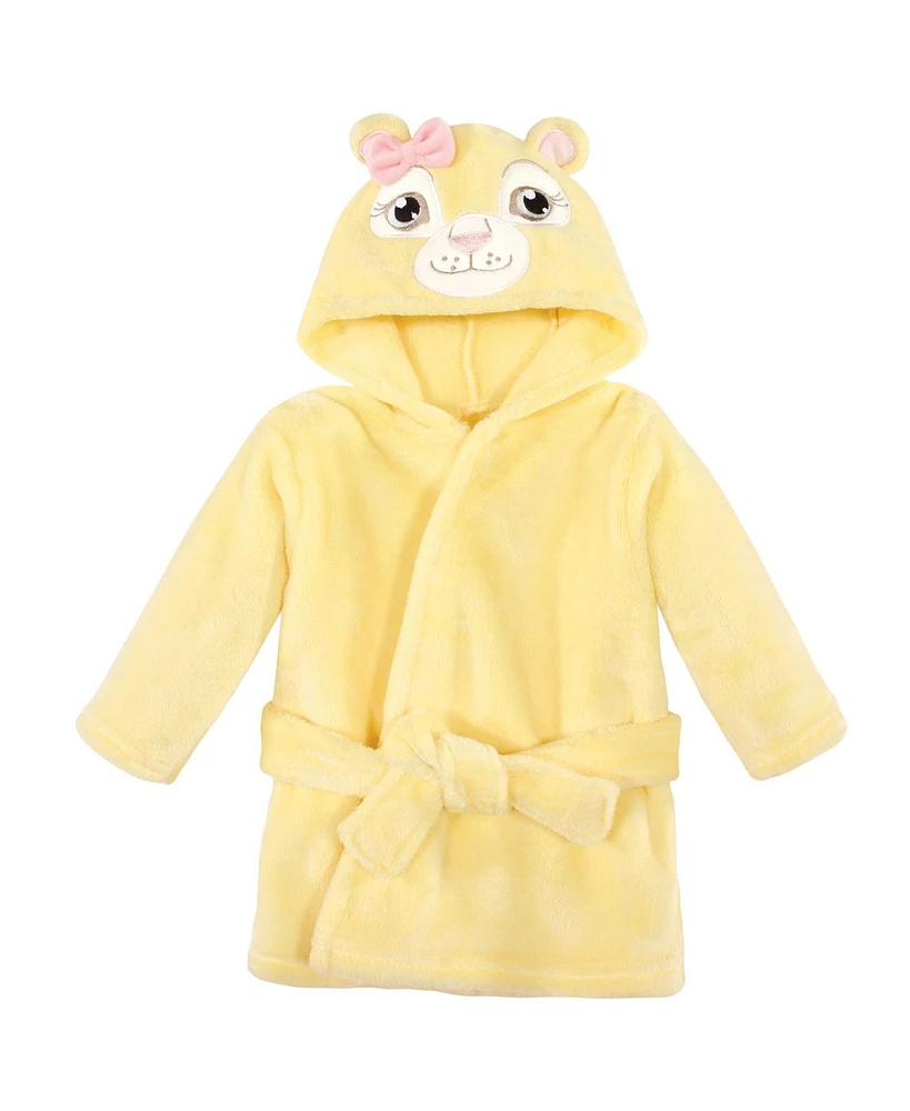 Hudson Baby Baby Girls Plush Animal Face Bathrobe, Lion Girl, 0-9 Months