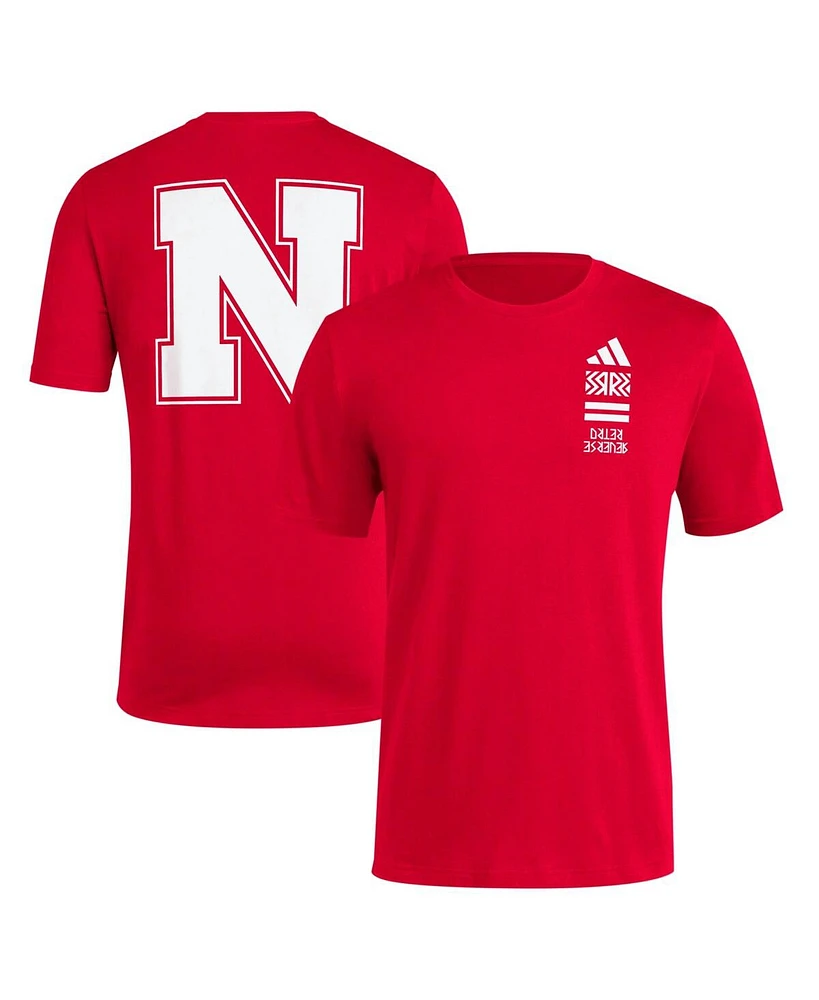 Adidas Men's Scarlet Nebraska Huskers Reverse Retro Baseball 2 Hit T-Shirt