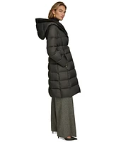 Donna Karan New York Women's Belted Hooded Puffer Coat