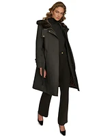 Donna Karan New York Women's Faux-Fur-Trim Hooded Raincoat