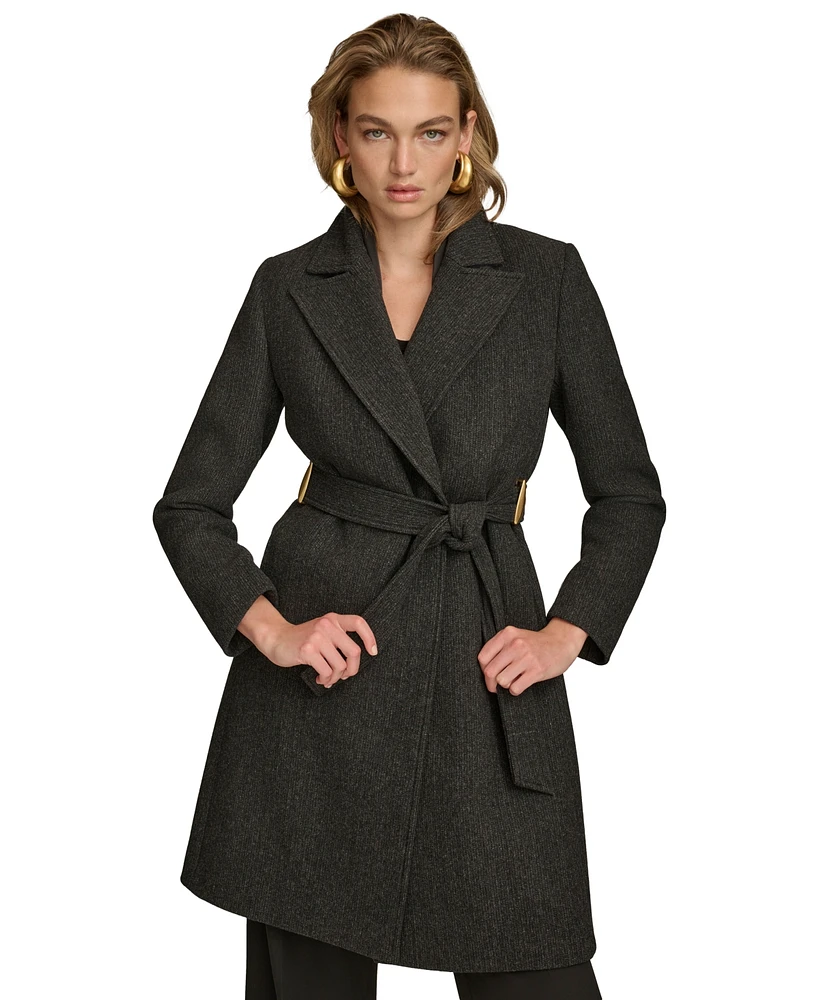 Donna Karan New York Women's Belted Notched-Collar Wrap Coat