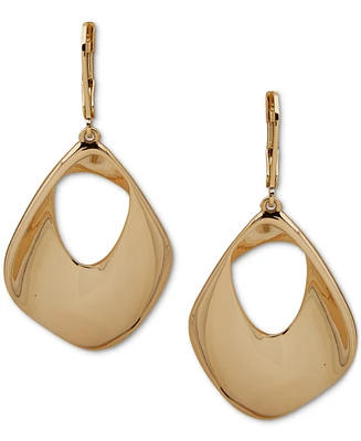 Anne Klein Gold-Tone Structural Open Drop Earrings