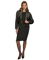 Donna Karan New York Women's Asymmetric Leather Moto Jacket