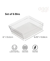 Oggi - Set of 6 - 6" X 6.25" Clear Drawer Organizer