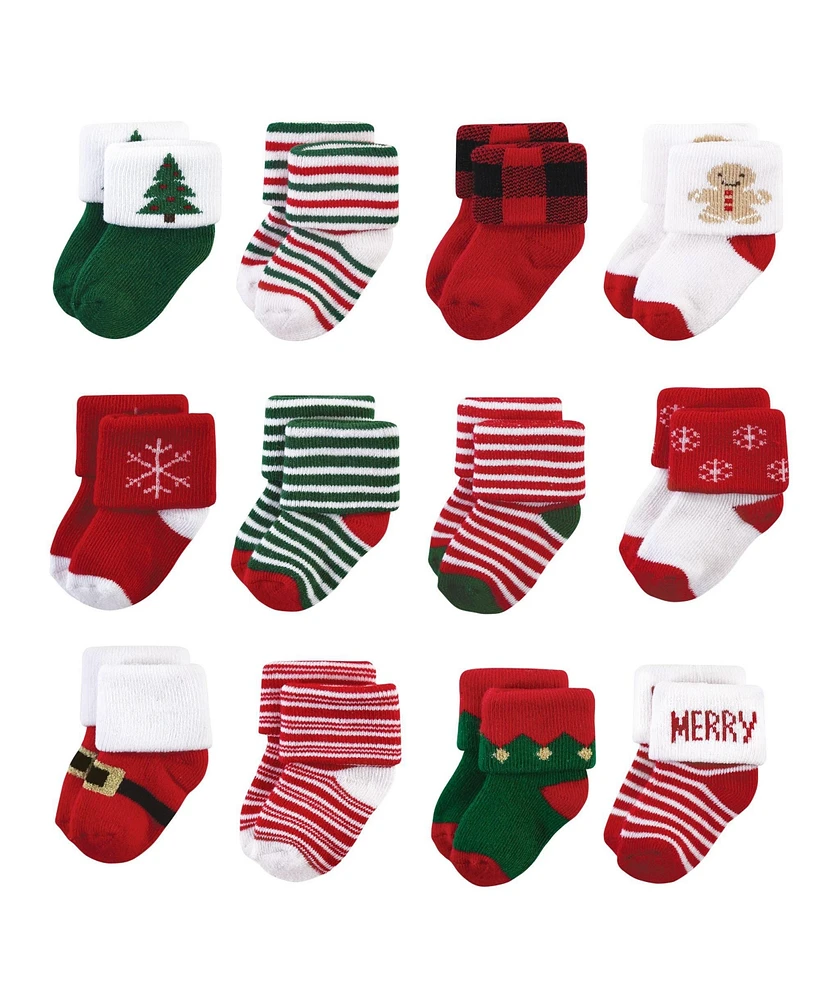 Hudson Baby Baby Boys Unisex Baby Cotton Rich Newborn and Terry Socks, 12 Days Of Christmas