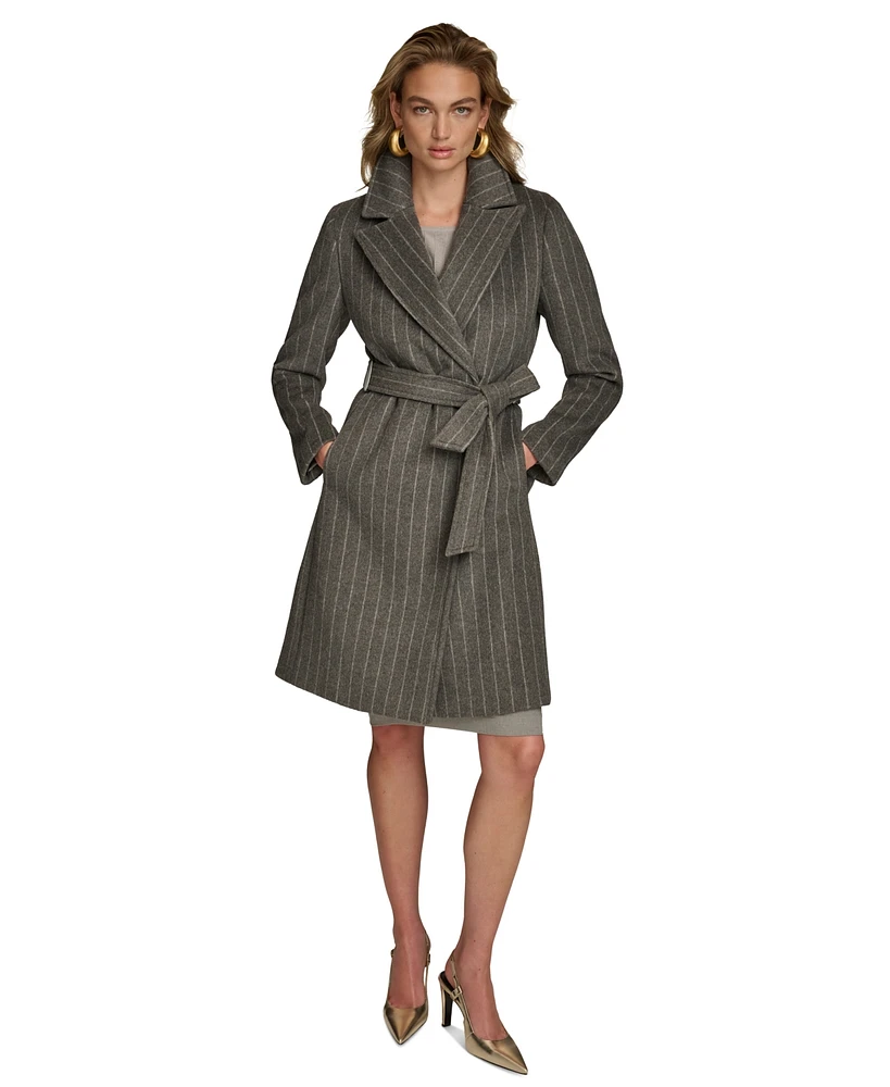 Donna Karan New York Women's Belted Notched-Collar Wrap Coat