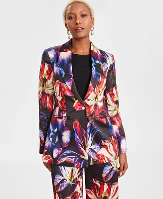 I.n.c. International Concepts Women's Printed Satin Blazer, Created for Macy's