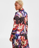 I.n.c. International Concepts Women's Printed Satin Blazer, Created for Macy's