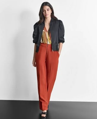 Dkny Shine Sateen Jacket Wrap Top Wide Leg Pants