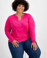 I.n.c. International Concepts Plus Size Long-Sleeve Top, Created for Macy's