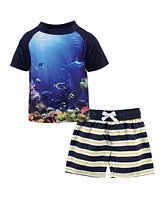 Hudson Baby Baby Boys Swim Rashguard Set Coral Reef