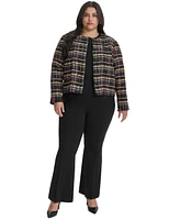 Karl Lagerfeld Paris Plus Tweed Open-Front Jacket, Created for Macy's