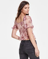 Lucky Brand Women's Floral-Mesh Date Night Top