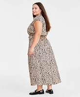 On 34th Trendy Plus Animal-Print Maxi Dress, Created for Macy's