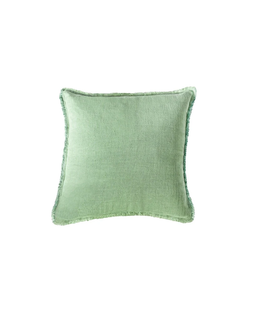 Anaya Home Green Fringe Soft Linen Euro Pillow