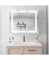 Streamdale Furniture Led Vanity Mirror Medicine Cabinet, 36x30 Inch