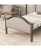 Streamdale Furniture Twin Bed With Upholstered Headboard And Footboard, With Slats, Grey