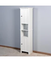 Streamdale Furniture Bathroom Floor Storage Cabinet With 2 Doors Living Room Wooden Cabinet With 6 Shelves