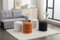 Soft Velvet Round Ottoman Footrest Stool
