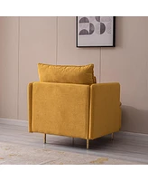 Streamdale Furniture Modern Fabric Accent Armchair, Upholstered Single Sofa Chair, Yellow Cotton Linen-30.7"