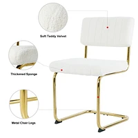 Set of 4 White Dining Chairs with Gold Metal Legs