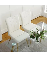 Streamdale Furniture Set of 4 Modern White Teddy Wool Dining Chairs